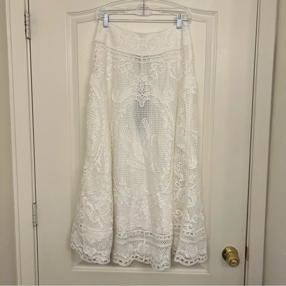 NWT Farm Rio White Swan Lake Guipure Midi Skirt Size S - Picture 3 of 8